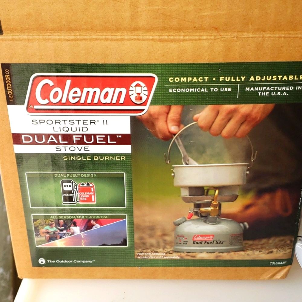 Vintage Coleman Dual Fuel Sportster stove 533 Camping portable funnel w/…